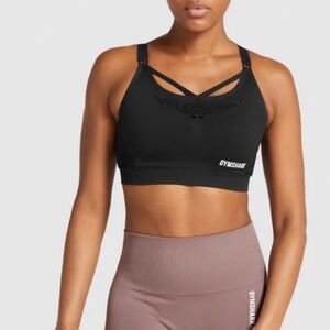 Gymshark Energy Seamless Sports Bra, Black, Size M